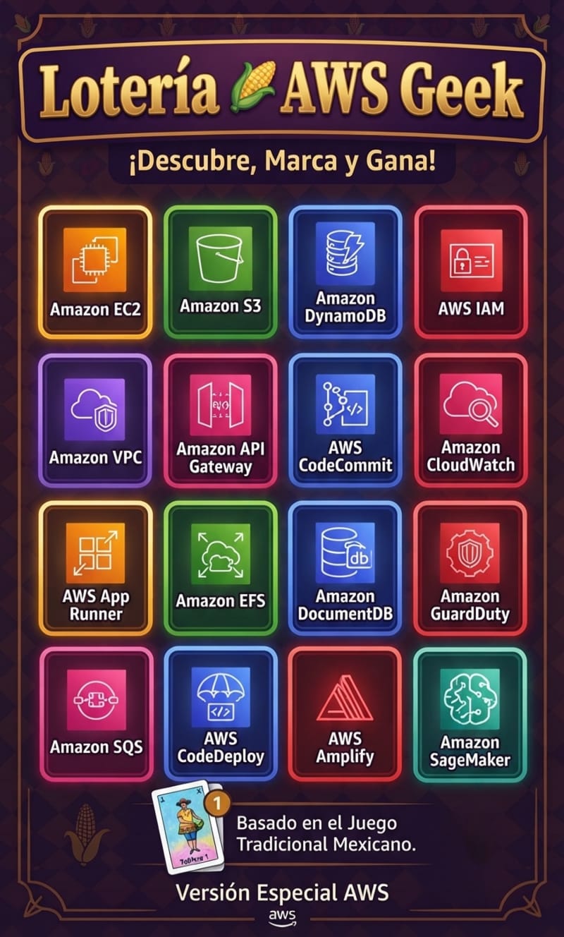 Lotería AWS Geek - 52 Cartas